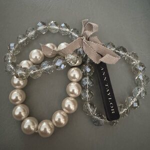 Ann Taylor Crystal & Pearl Bracelet Set